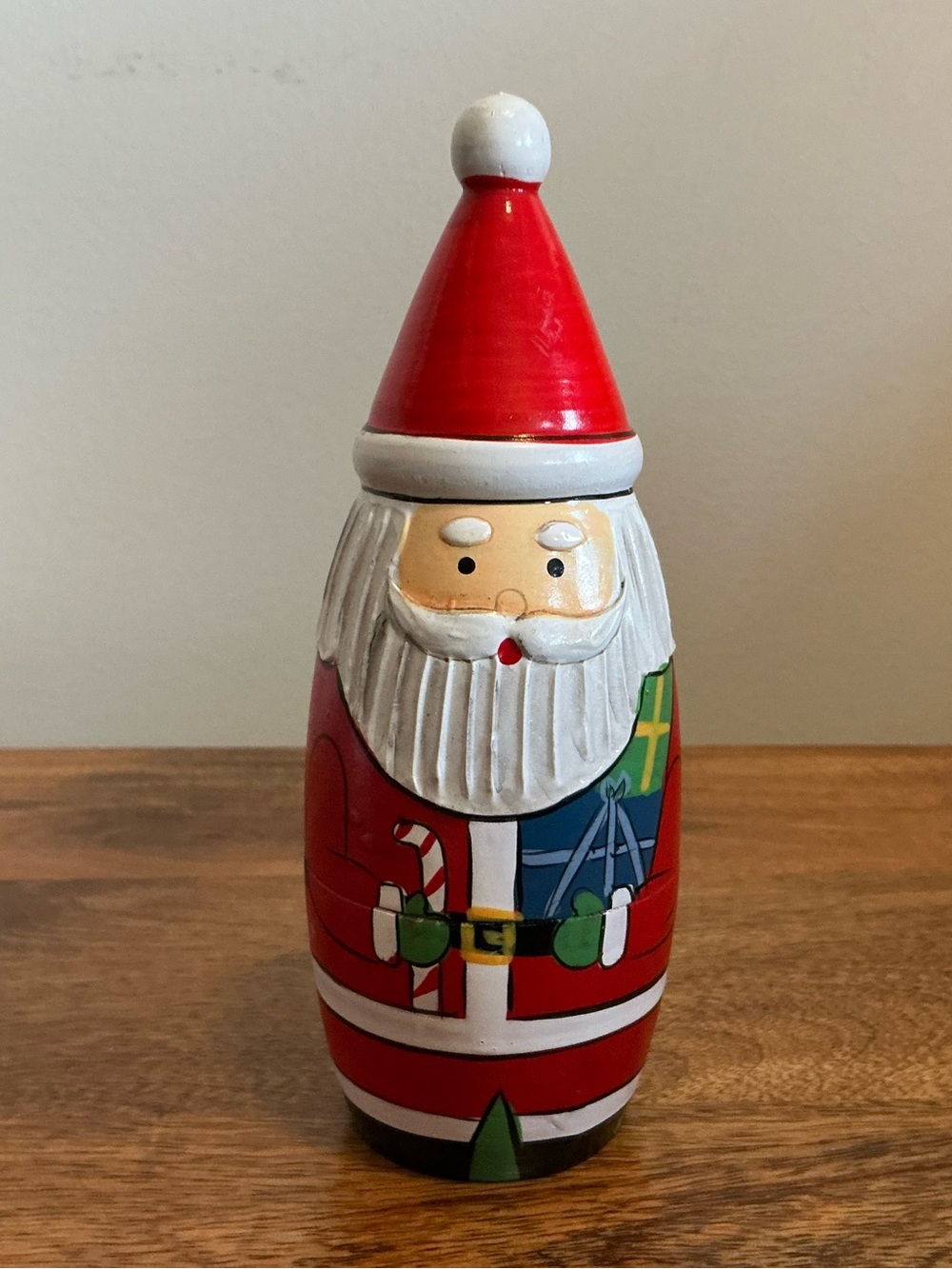 Set Of 5 Wooden Santa Claus Nesting Doll Figurine Set Holiday Decor Multicolor - Picture 7 of 13